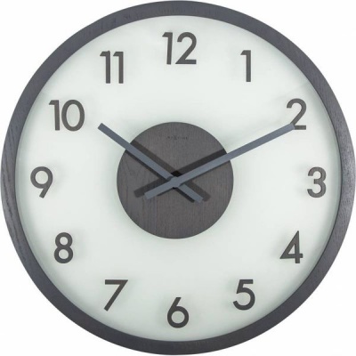 Photo of NeXtime 50cm Frosted Wood Glass Wall Clock - Designed by Deal Design
