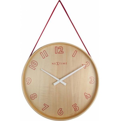 Photo of NeXtime 26cm Loop Small Wood & Fabric Round Wall Clock - Red