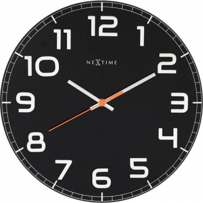 Photo of NeXtime 30cm Classy Round Glass Round Shaped Wall Clock - Black
