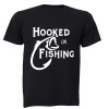 Hooked on Fishing - Adults - T-Shirt - Black Photo