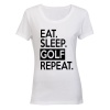 Eat - Sleep - GOLF - Repeat - Ladies - T-Shirt - White Photo