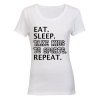 Eat - Sleep - Take Kids to Sports - Ladies - T-Shirt - White Photo