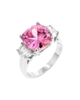 Photo of Miss Jewels -Pink and Clear Pink Cubic Zirconia Trinity ring
