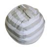 Kids Stuffed Animal Toy Storage Bean Bag Chair - Grey/White Striped Photo