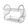 Two Tier Kitchen Dish Rack Holder Silver & White Photo