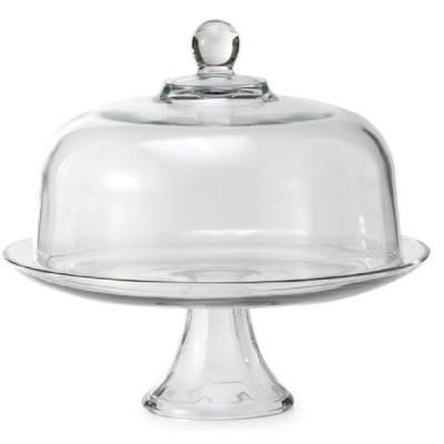 Anchor Hocking Presence Glass Cake Stand with Glass Dome 2 Piece Set