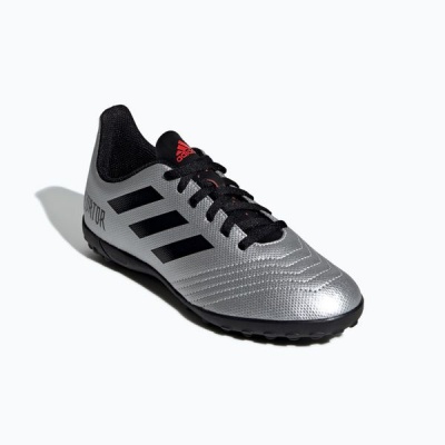 Photo of adidas Junior Predator 19.4 Turf Soccer Shoes - Silver/Black