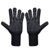 One Pair Heat Resistant BBQ Grill Cooking Gloves - Black Flames Photo