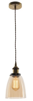 Photo of Bright Star Lighting Antique Brass Pendant with Amber Glass