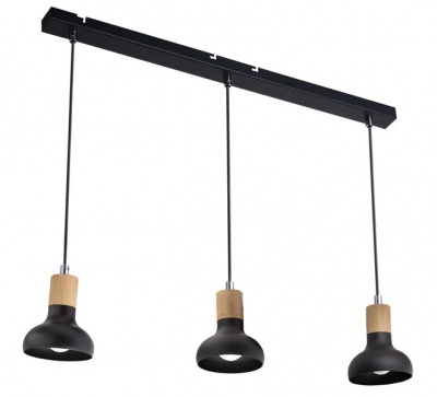 Photo of Bright Star Lighting Black Metal with Wood Finish Adjustable Cords