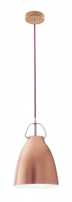 Photo of Bright Star Lighting Polished Copper Dome Pendant with Red Cord