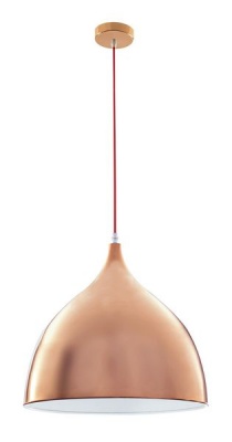 Photo of Bright Star Lighting Polished Copper large Dome Pendant with Red Cord