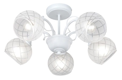 Photo of Bright Star Lighting 5 Light Metal Chandelier with Pattern Frosted Glass