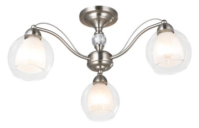 Photo of Bright Star Lighting 3 Light Satin Chrome Chandelier with Clear and Frosted Glasses
