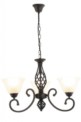 Photo of Bright Star Lighting 3 Light Black Chandelier with Up Facing Alabaster Glass