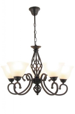 Photo of Bright Star Lighting 6 Light Black Chandelier with Up Facing Alabaster Glass