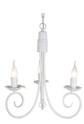 Photo of Bright Star Lighting 3 Light Fossil White Metal Chandelier with Clear Acrylic Crystals