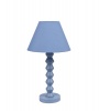 Blue Wash Wooden Bedside Lamp with Blue Polycotton Lamp Shade Photo