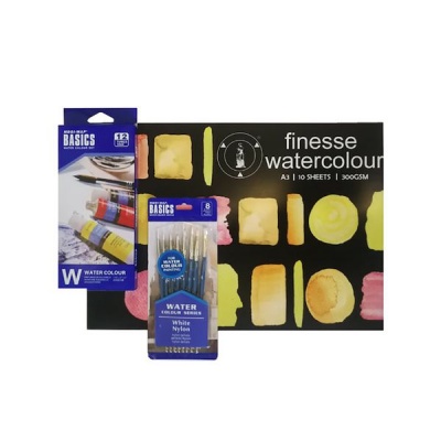 Watercolour Paint Set with Pad and Brush Set
