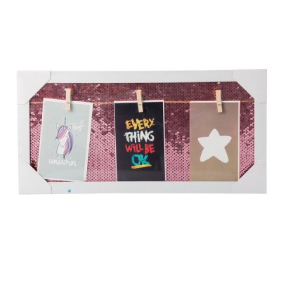 Photo of Washline Picture Frame With Sequins - Light Pink