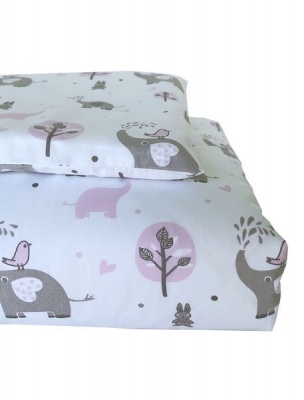 Photo of Cotton Collective Cot Duvet Cover and Pillowcase - Baby Elephant - Pink
