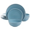 Gibson Home Pandora Stoneware Blue Dinnerware Set - 12 Piece Photo
