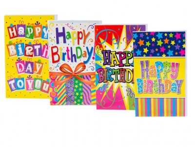 Photo of Bulk Pack x 4 Birthday Card & Envelope - Brights
