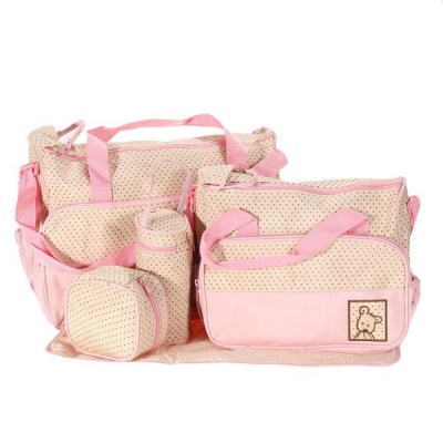 Photo of Stonebaby Multi-functional Baby Changing Diaper Handbag 5 Piece-Pink