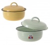 Bulk Pack x 2 Food Dish Enamel 18cm With Lid Plain Photo