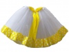 Kids Tutu Skirt Combo- White with Yellow Polka ribbon trim Photo