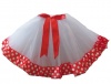 Kids Tutu Skirt Combo- White with Red Polka ribbon trim Photo