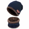 Beanie Ski winter slouch and neck warmer for men and women-Blue Photo