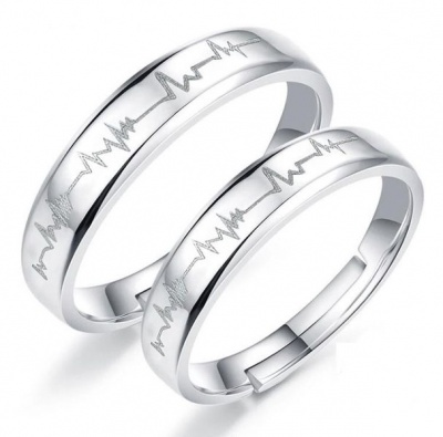 Photo of Hot Bursts Simple Wave Design Adjustable Couple Ring Set Men & Women
