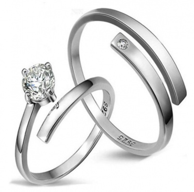 Photo of SilverCity 925 Sterling Silver 2 piecess Wedding Rings For Couples 4 Prong Zircon Setting