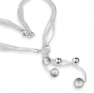 Photo of 5 Piecs Silver Fashion Charm Chain Necklace With 5 Matte Beads