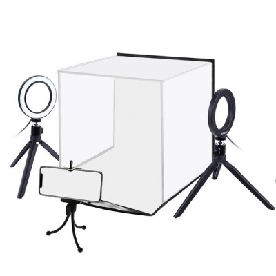 Photo of PULUZ 30cm Foldable Photo Box Kit with 2 Ring LED Lights.