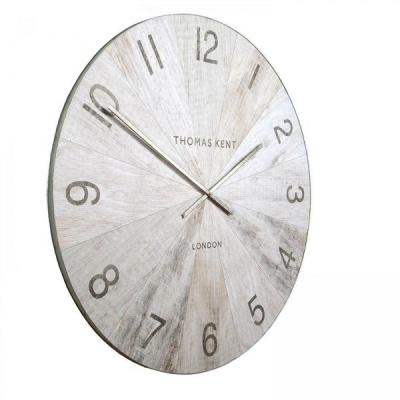 Photo of Thomas Kent 76cm Wharf Pickled Oak Open Face Round Wall Clock - White