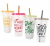 Bulk Pack x 4 Plastic Sipper Mug With Straw 700ml Printed Photo