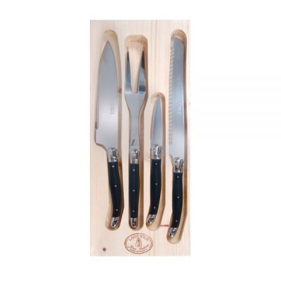 Photo of Laguiole by Jean Dubost France 4 Piece Kitchen & Carving Knife Set - Black