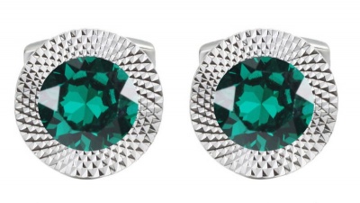 Photo of Civetta Spark Round Cufflinks- With Swarovski Emerald Crystal