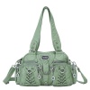 Soft Leather Multi-Pocket Shoulder Bags For Women-Green Photo