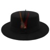 Flat Round Top Fedora Panama Bowler Derby Hat - Black Photo