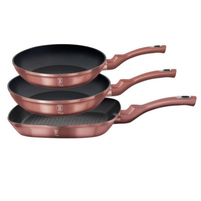 Photo of Berlinger Haus 3-Piece Marble Coating Fry & Grill Pan Set - Carbon Pro