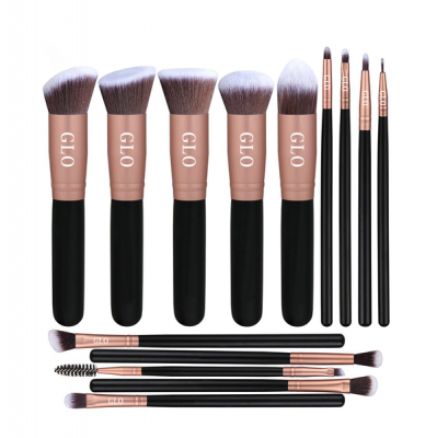 Photo of GLO - Makeup Brush Set - 14 piecess Rose Gold and Matte Black Makeup Brushes