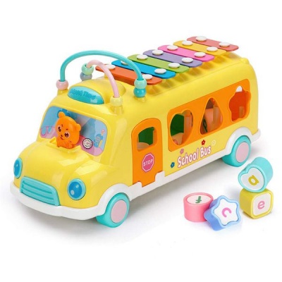 Photo of Classic Xylophone School Bus Toy with Shape Sorter