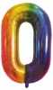 Rainbow Foil Balloon - Number 0 Photo