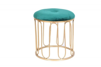 Photo of Gold Metal Accent Stool with Emerald Velvet
