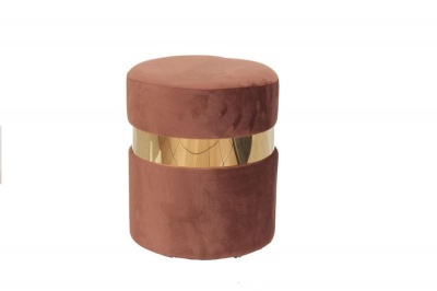 Photo of Brown Ottoman with Gold Metal Band