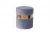 Grey Ottoman with Gold Metal Band Photo
