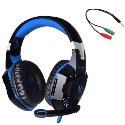 Photo of Kotion G2000 3.5mm USB Gaming Headset with Mic Splitter Cable - Blue